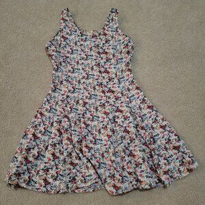 Ultimate! Sleeveless Floral Multicolor Zip Skater Dress Size S Y2K Clueless